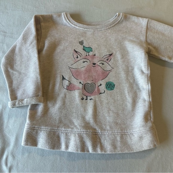 Jumping Beans - Cream Sweatshirt with Fox and Bird Print - Picture 1 of 4